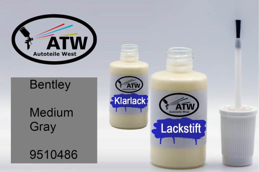 Bentley, Medium Gray, 9510486: 20ml Lackstift + 20ml Klarlack - Set, von ATW Autoteile West.